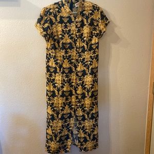 Vintage C.W Rose faux button front floral dress size 10